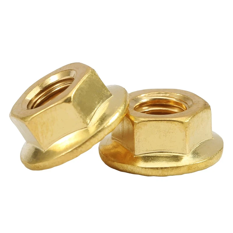 10PCS M3 M4 M5 Brass Hexagon Flange Nuts Serrated Spinlock Automatic Locking Nut Copper Flange Nut Locknut