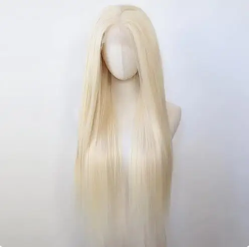 Blonde Yaki Straight Synthetic Lace Front Wig Long Kinky Straight Lace Front Synthetic Wig Pre Plucked Natural Hairline