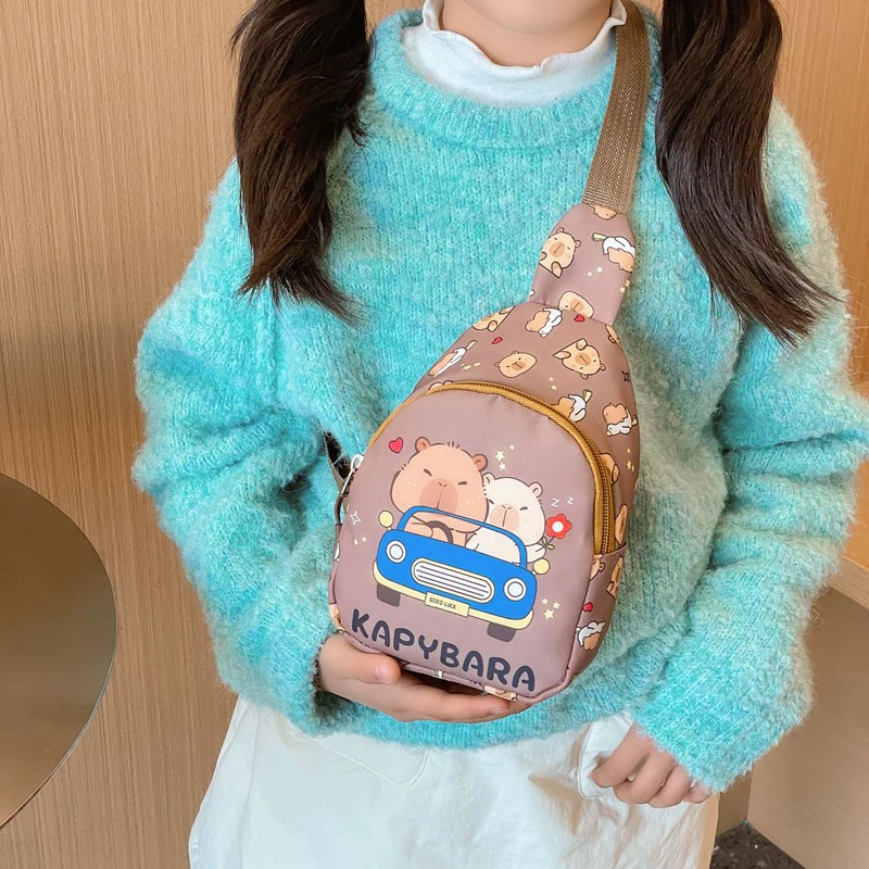 لطيف كابيبارا دمية كروسبودي المحمولة حقيبة صدر للرجال موضة متعددة الوظائف تخزين Kawaii الاطفال هدية كروسبودي #4