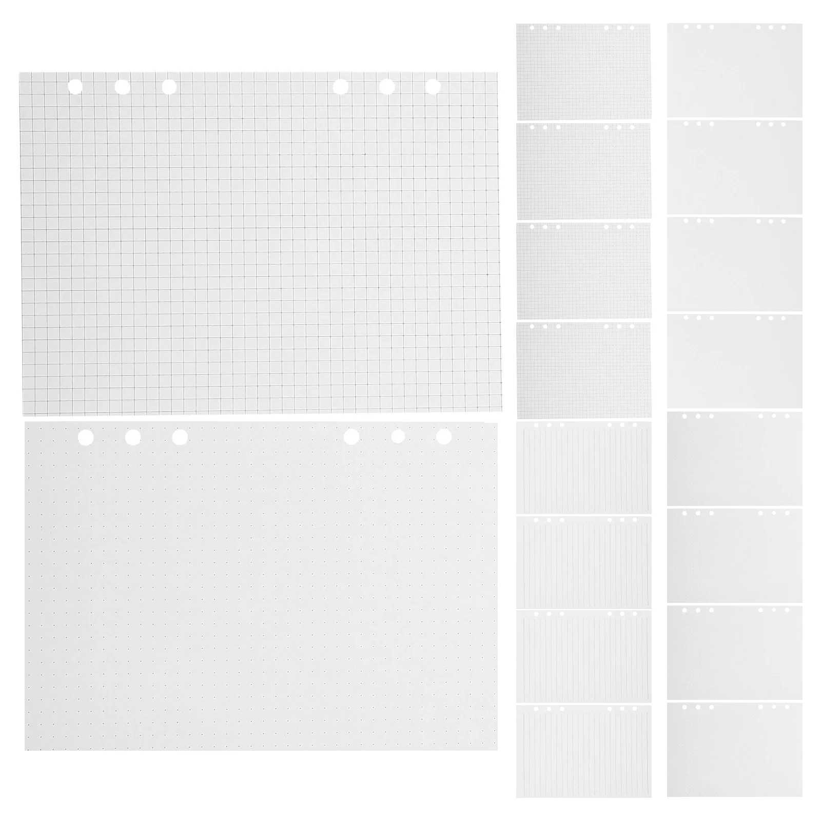 180 Stück A5 Loseblatt-Nachfüllpapier, 6-Loch-Ordnereinlagen, einfarbig, gepunktet, Raster, Linienseiten für Tagebuch, Notizbuch, Planer, Füllblätter