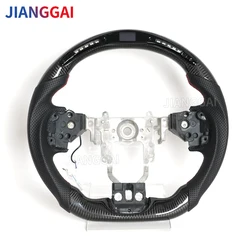 For Mitsubishi Evolution X EVO 9 EVO 2008-2015 LED Car Steering Wheel Carbon Fiber Perforated Leather Steering Wheel Accessories