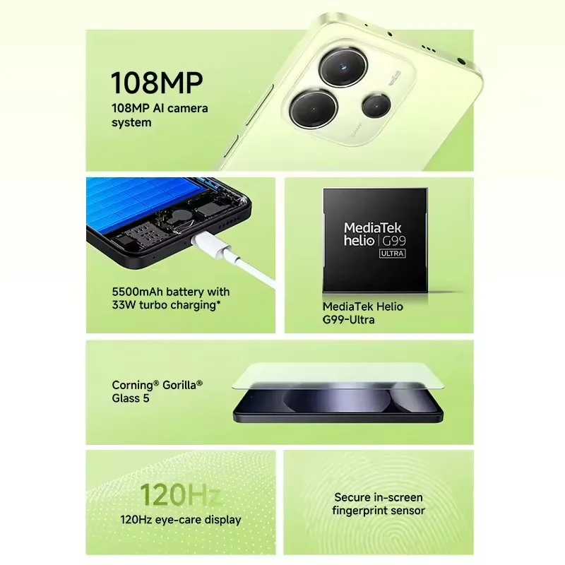 الإصدار العالمي Redmi Note 14 4G MediaTek Helio G99-Ultra NFC 108MP كاميرا 6.67 بوصة شاشة AMOLED بطارية 5500 مللي أمبير في الساعة #3