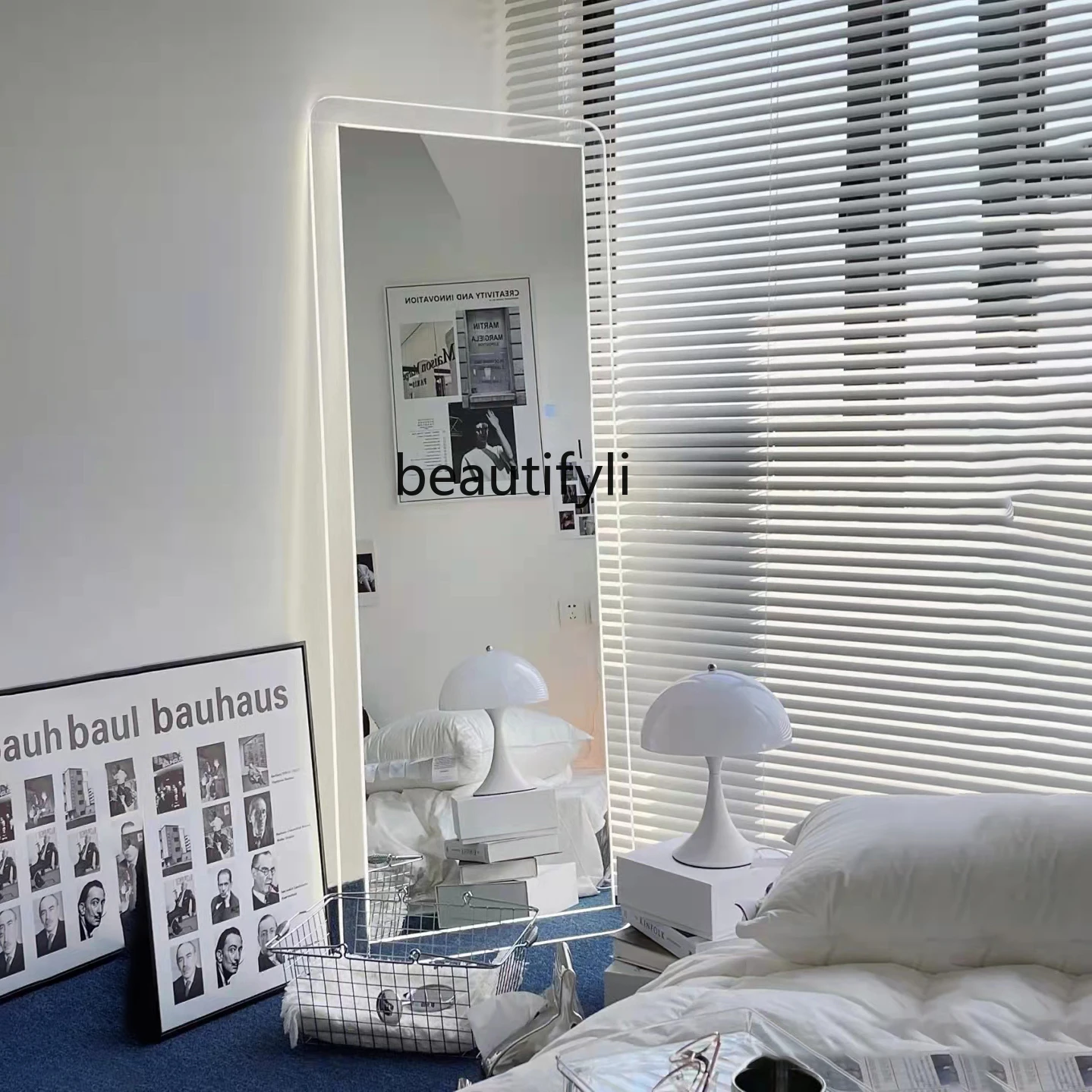 

Nordic INS Lighting Glacier Mirror Rectangular Acrylic Full-Length Mirror Transparent Crystal Design Floor Mirror