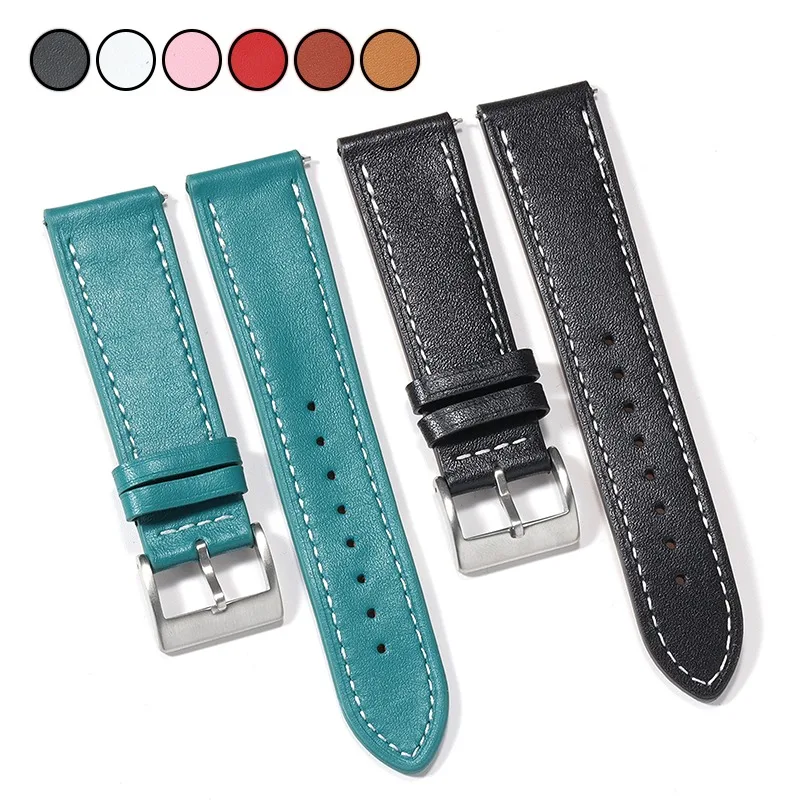 18/20/22/24mm Quick Release Lederen Horlogeband Hoge Kwaliteit Koeienhuid Band Mannen Vrouwen Zachte Armband universele Polsband Accessoires
