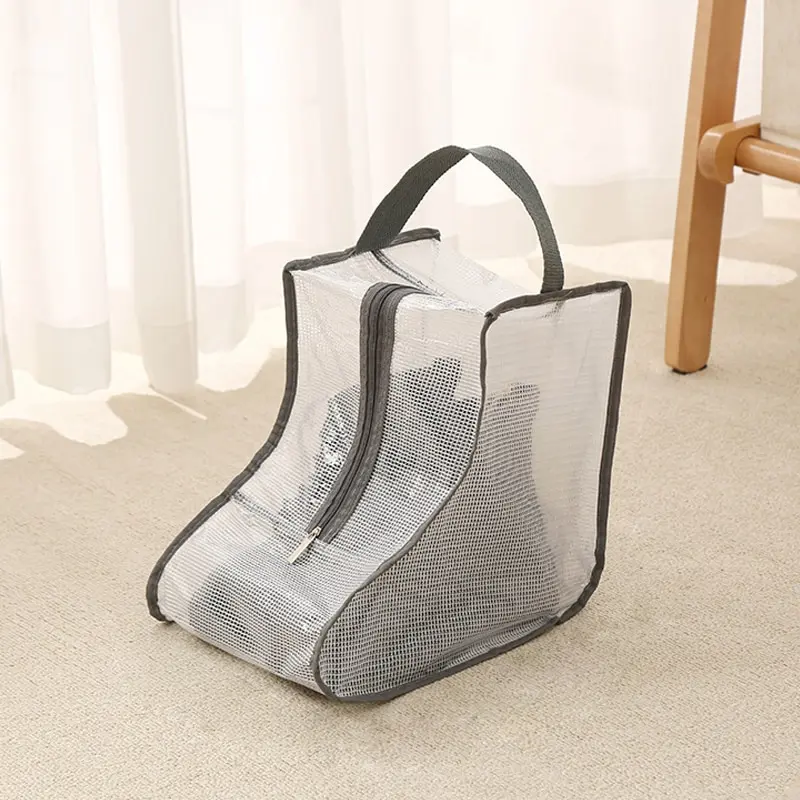 Shoes Dust Cover Mesh Transparent Shoe and Boot Storage Bag with Zipper Portable Travel Dust Organizer Protector Bag