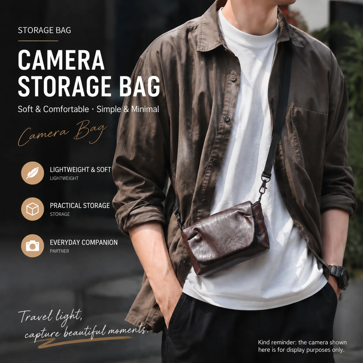 Camera Bag Suitable for Fujifilm EVO X-half X100VI Canon V1 Ricoh GR2 GR3X GR4 Sony ZV1 RX100 M6 M7 Vintage Camera Bag