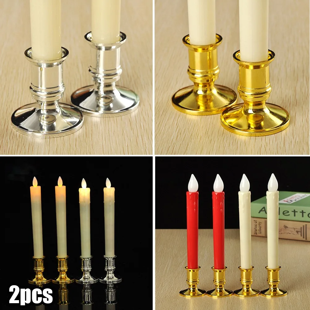 2pcs Traditional Shape Tapered Standard Candlesticks Candle Holders Dinner Decoration Wedding Reception Home Decor Tapered