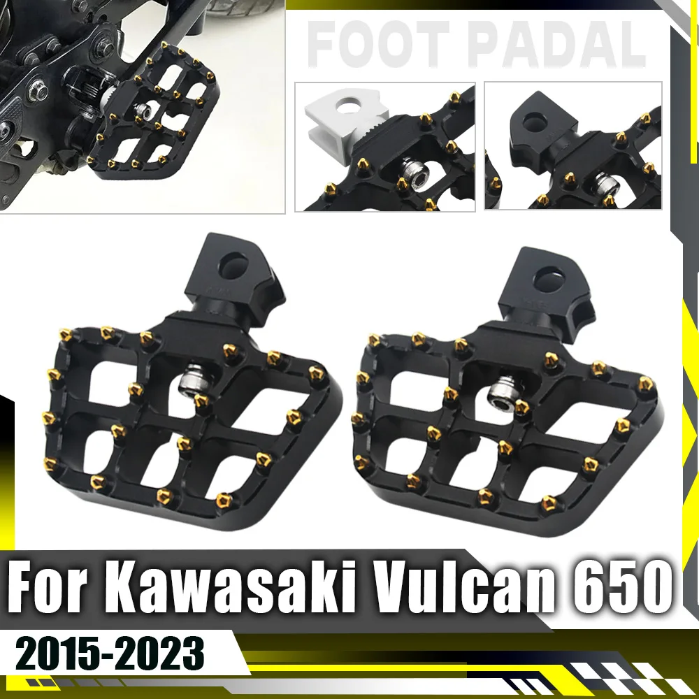 Motorcycle Accessories Front Footpeg Footrest Pedal Rider Driver Non-Slip Wide Foot Rests Pegs For Kawasaki Vulcan 650 2015-2023