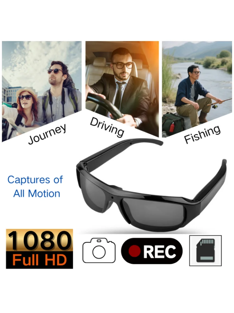 AliExpress Black Border Sunglasses with TF Card,Motion Detection,Outdoor Sports glasses for Climbing/Skiing/Cycling/Driving