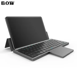 JOMAA Bluetooth Keyboard with Big Touchpad Rechargeable Folding Wireless Keyboard  for Tablet iPad Laptop Foldable Case