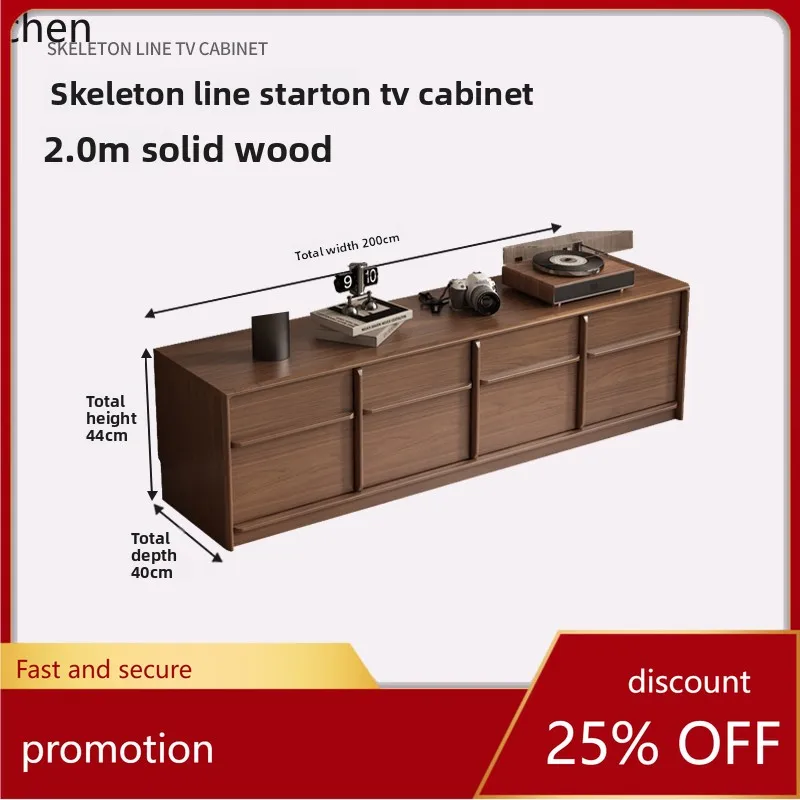 

CZ Walnut Color TV Cabinet Living Room Floor Cabinet Vintage Style Floor-standing Small Apartment TV Cabinet