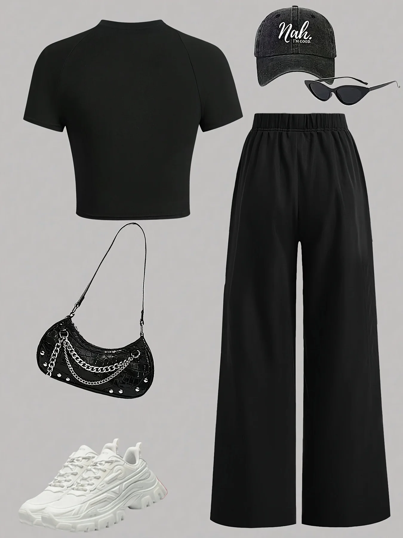 Girls' black two-piece sporty set: a trendy, edgy 