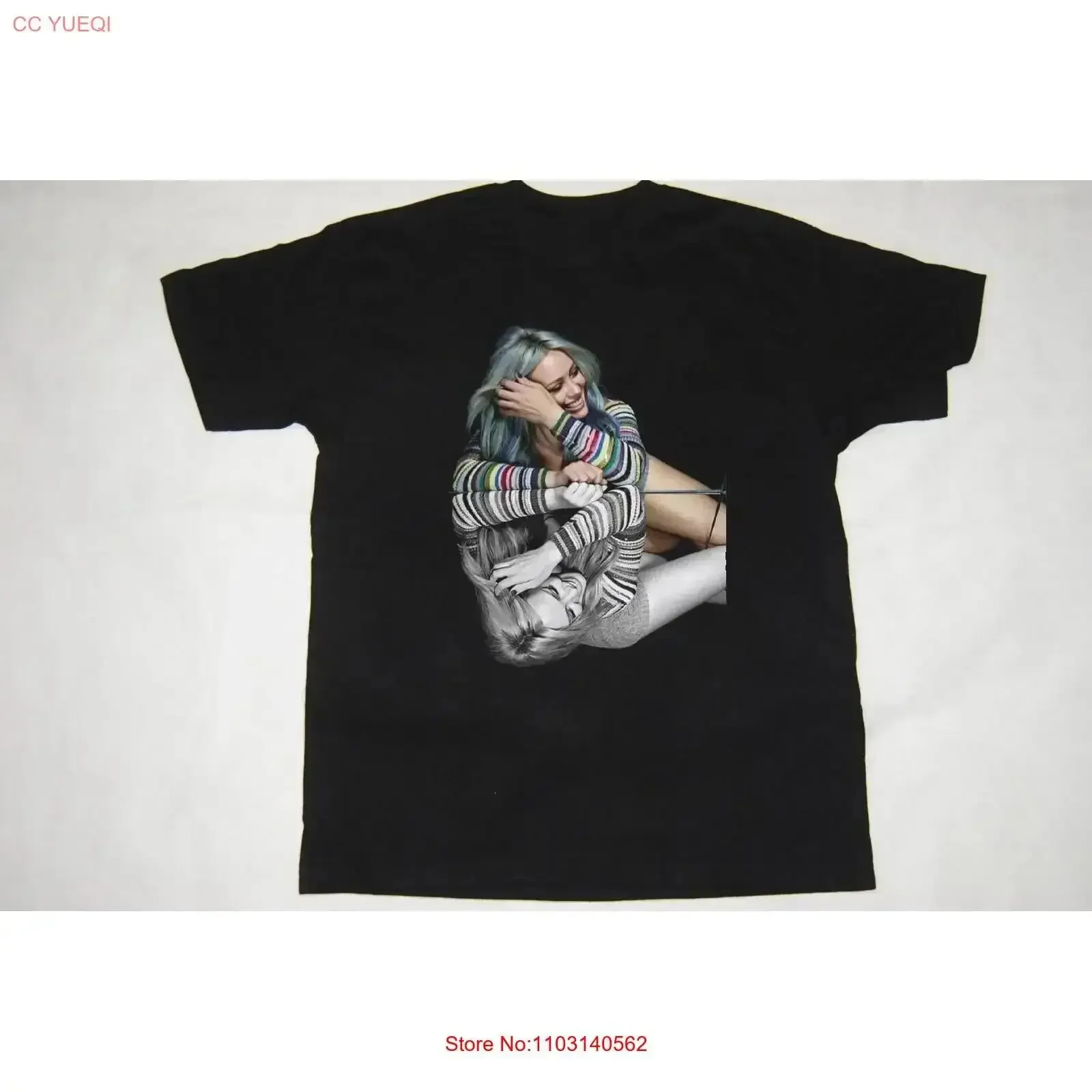 Hilary Duff Black T Shirt Full size S 4XL vintage Washed graphic Casual homme Slightly Top For Everyday Wear Versatile vintage