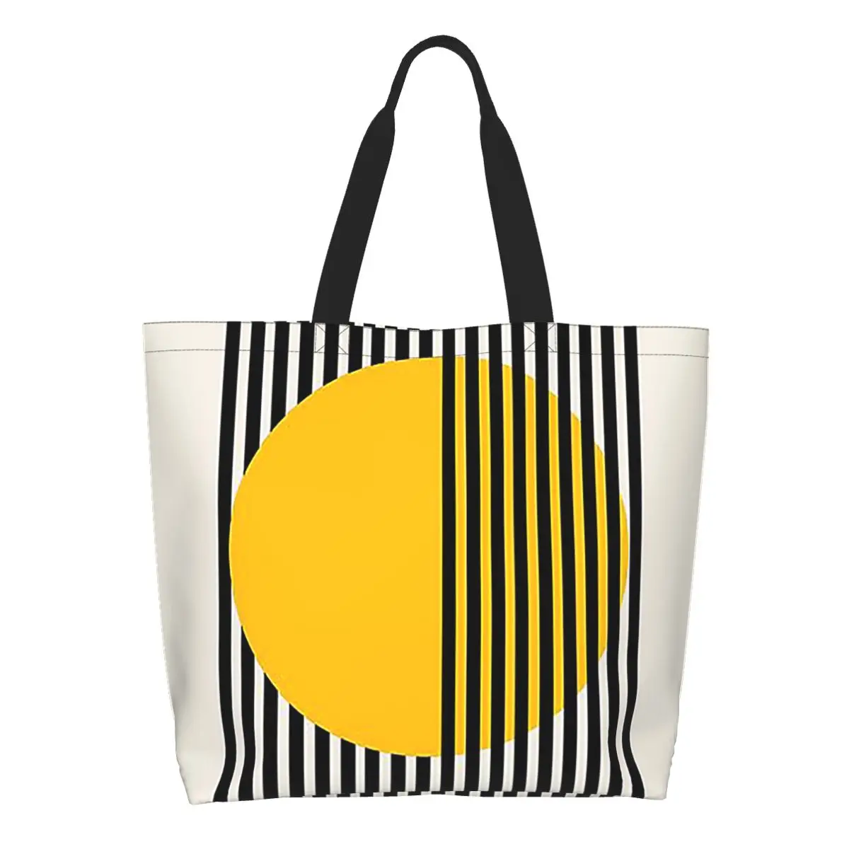 Bauhaus Exhibition Print Wall Art Yellow Circle Wall Dec Shopping Tote Bag Canvas Shoulder Bag Shopper Grocery Handbag for Women