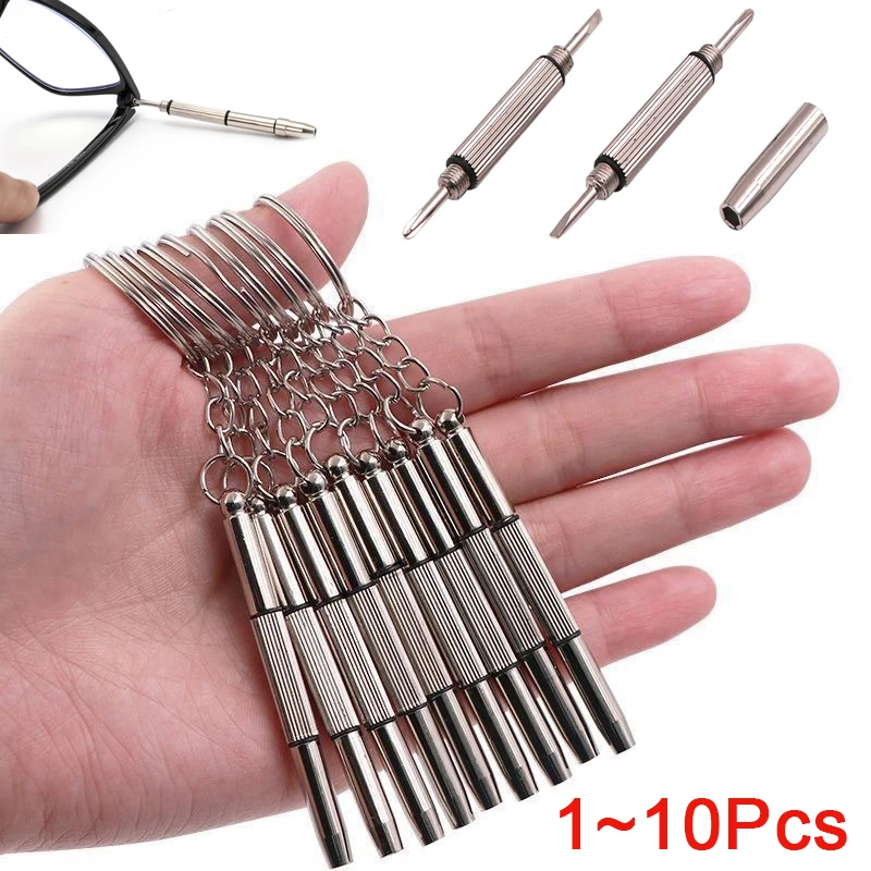 Mini Steel Eyeglass Watch Screwdriver Tool with Keychain, Portable Precision Repair Kit for Glasses, Watches & Small Electronics