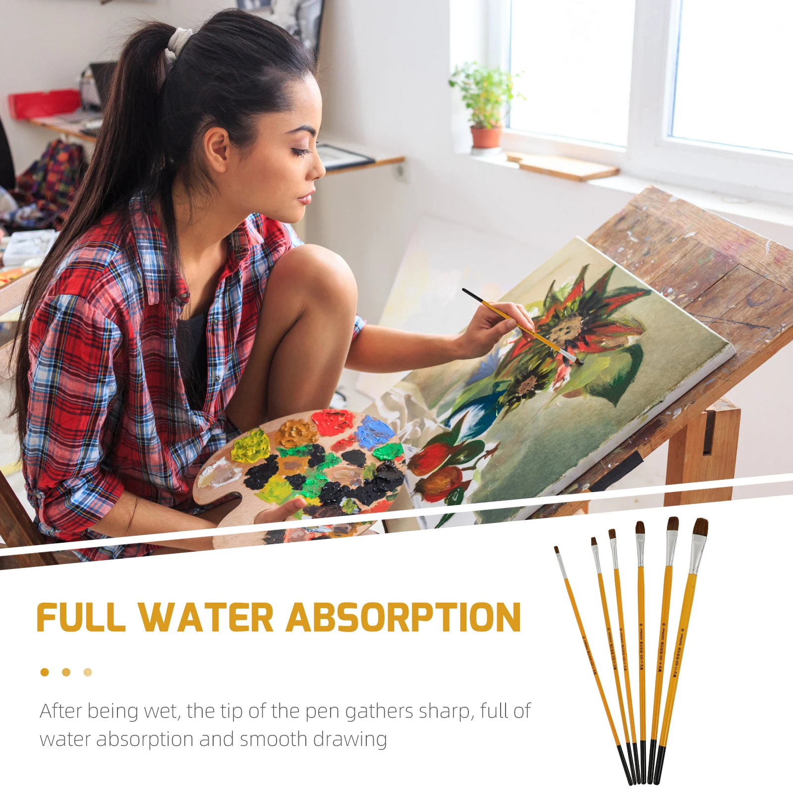 مجموعة فرش رسم مكونة من 6 قطع أدوات رسم زيتي للفنانين والطلاب فرش فنية متعددة الوظائف لألوان مائية من الأكريليك الغواش