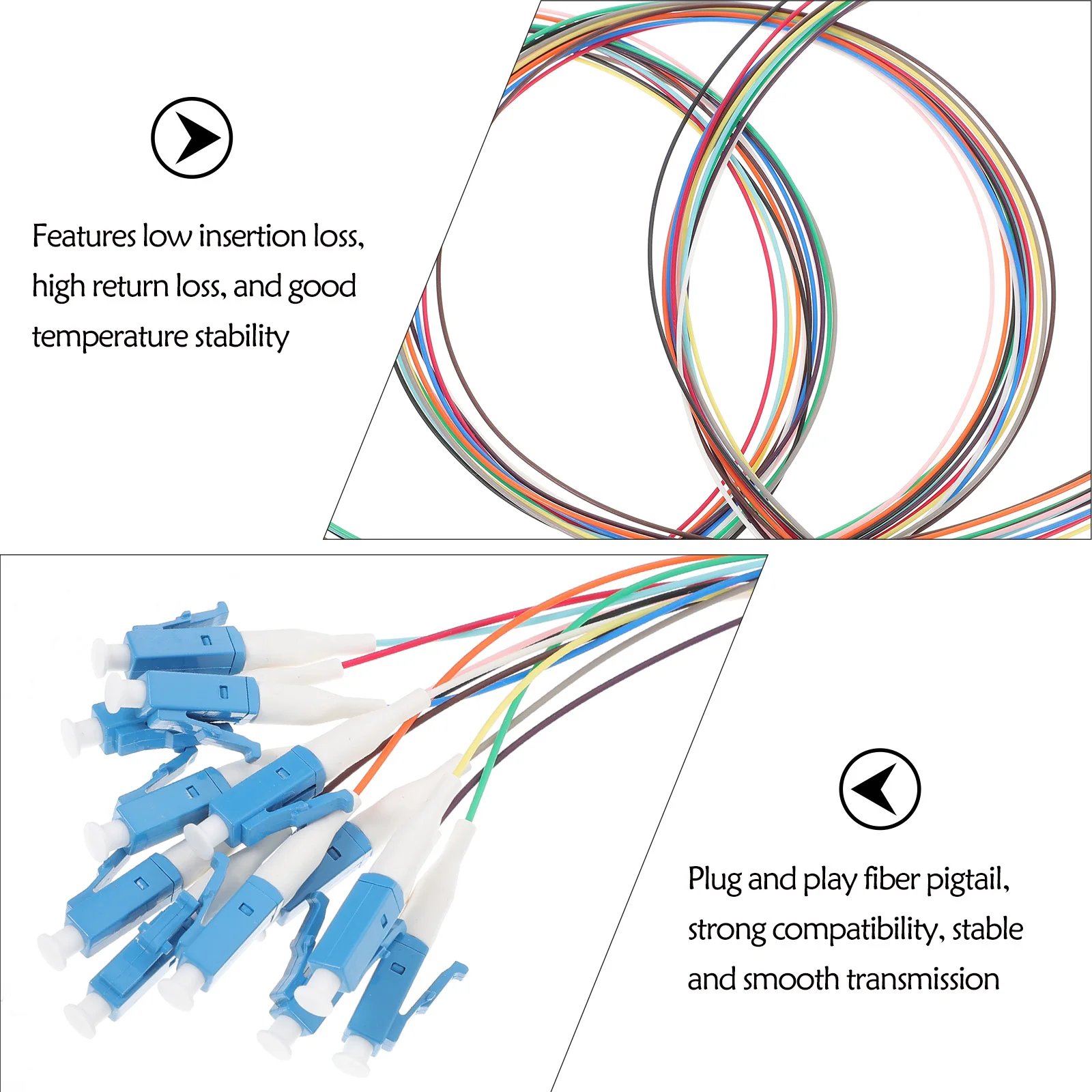 

12 Core Ceramic Fiber Pigtail Single Mode Low Insertion Loss Loss Stable Transmission Network Communication for LAN