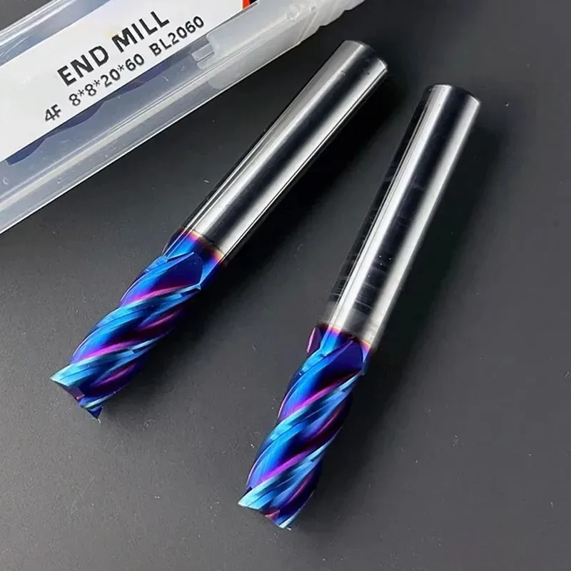 CNC كربيد شقة نهاية مطحنة التنغستن القاطع 4 الناي المعادن الصلب بالقطع أداة مربع راوتر بت 6 8 12 عرقوب HRC55