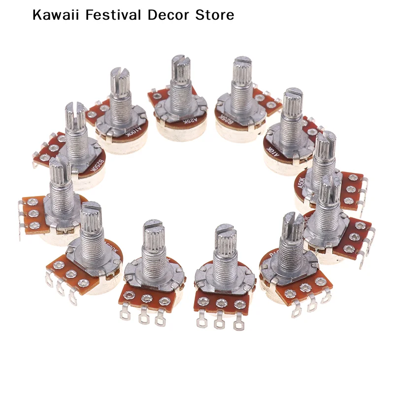 A500K B500K A250K B250K A50K B50K A25K B25K Potentiometer Splined Small Pot Electric Guitar Bass Effect Tone Volume 18mm Shaft