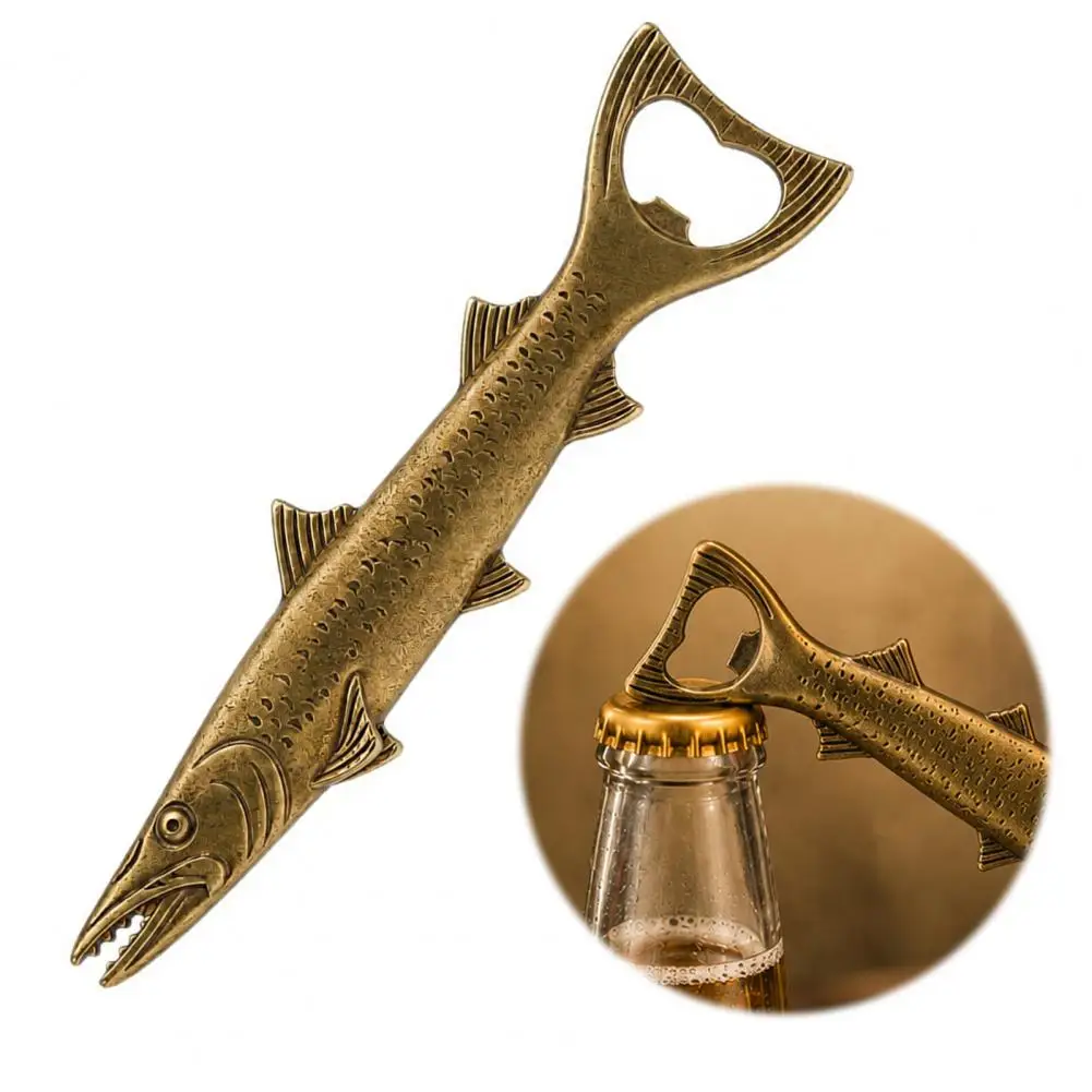 Durable Metal Craft Gift Rustic Fish Bottle Opener Detailed Scale Design Cap Opener Retro Metal Alloy Bar Tool for Beer Soda