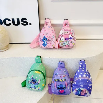 스티치 애니메이션 어깨 가방 Kawaii 패션 가슴 가방 여행 가방 캐주얼 휴대용 토트 백팩 소년 소녀를위한 생일 선물