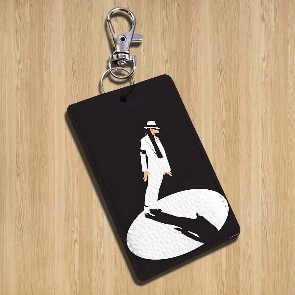 Dance King Michael Jackson MJ Card Holder With Keychain Executive Protection For Bank Credit Subway Bus Case view 4