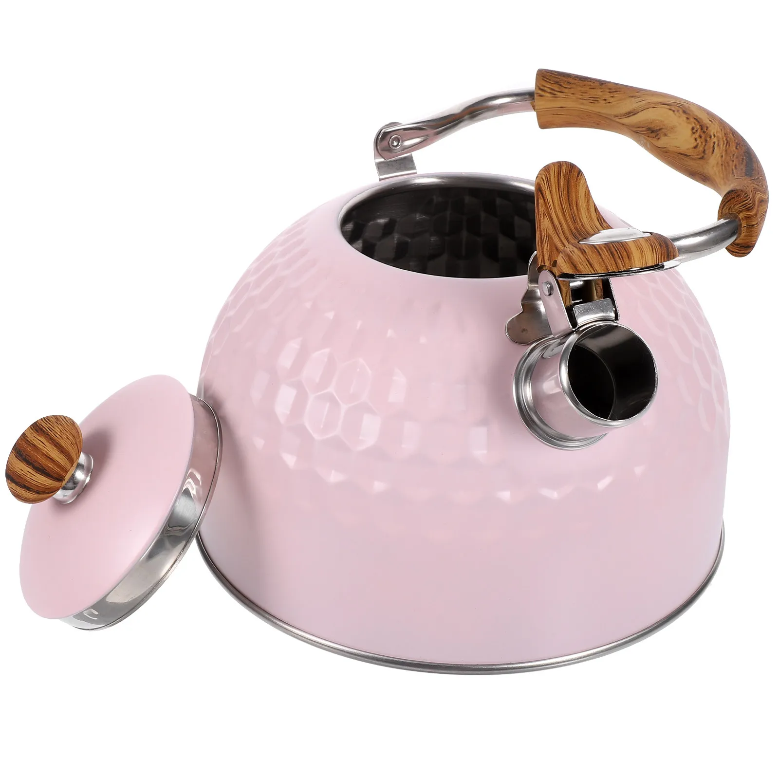

Stainless Steel Whistling Tea Kettle Metal Boiling Pot with Ergonomic Handle for Gas Induction Cooker Kitchen Use