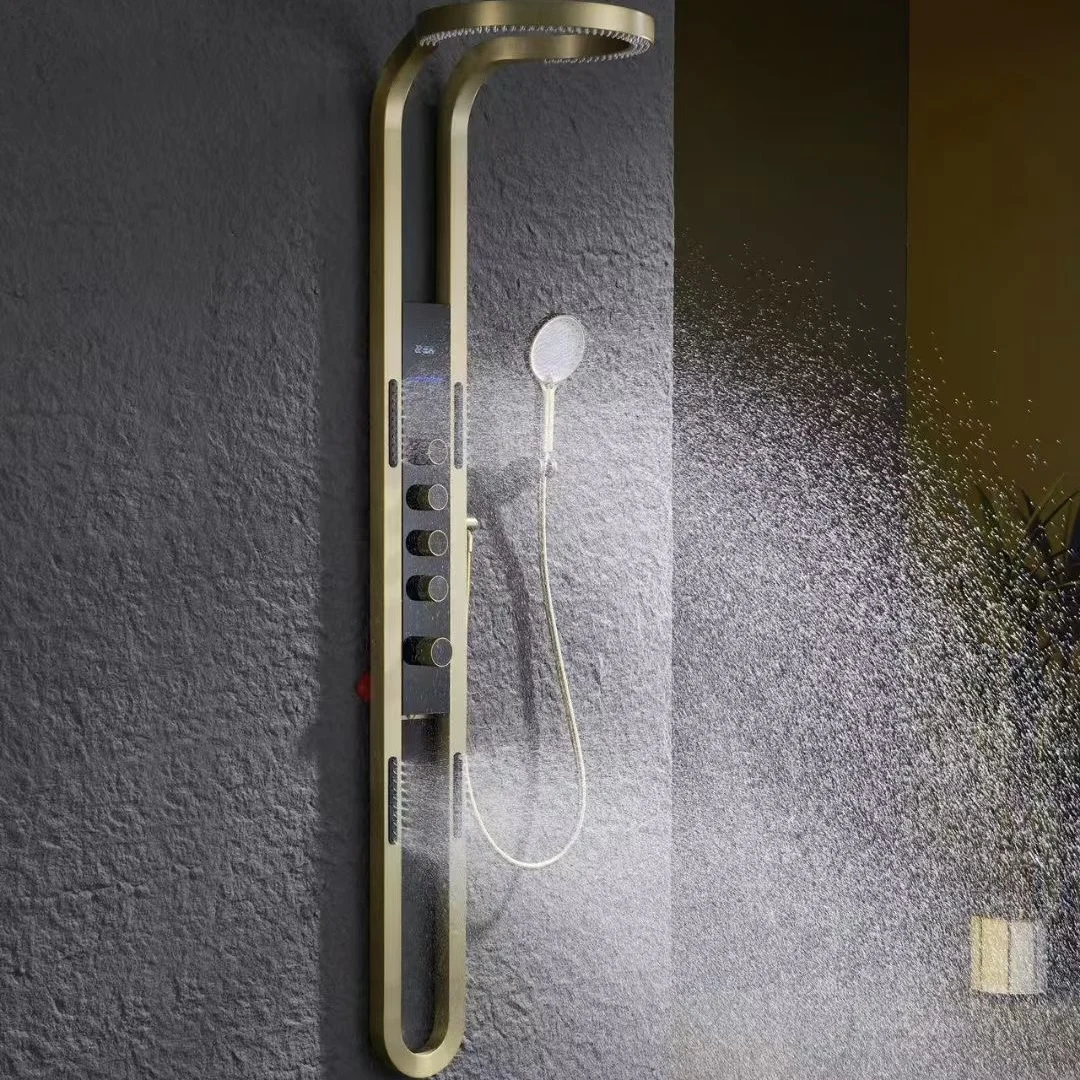 Head Sets System Panel Booming Black Multifunction Rainfalll Piano Key Hot and Cold Sprinkler Massage Shower