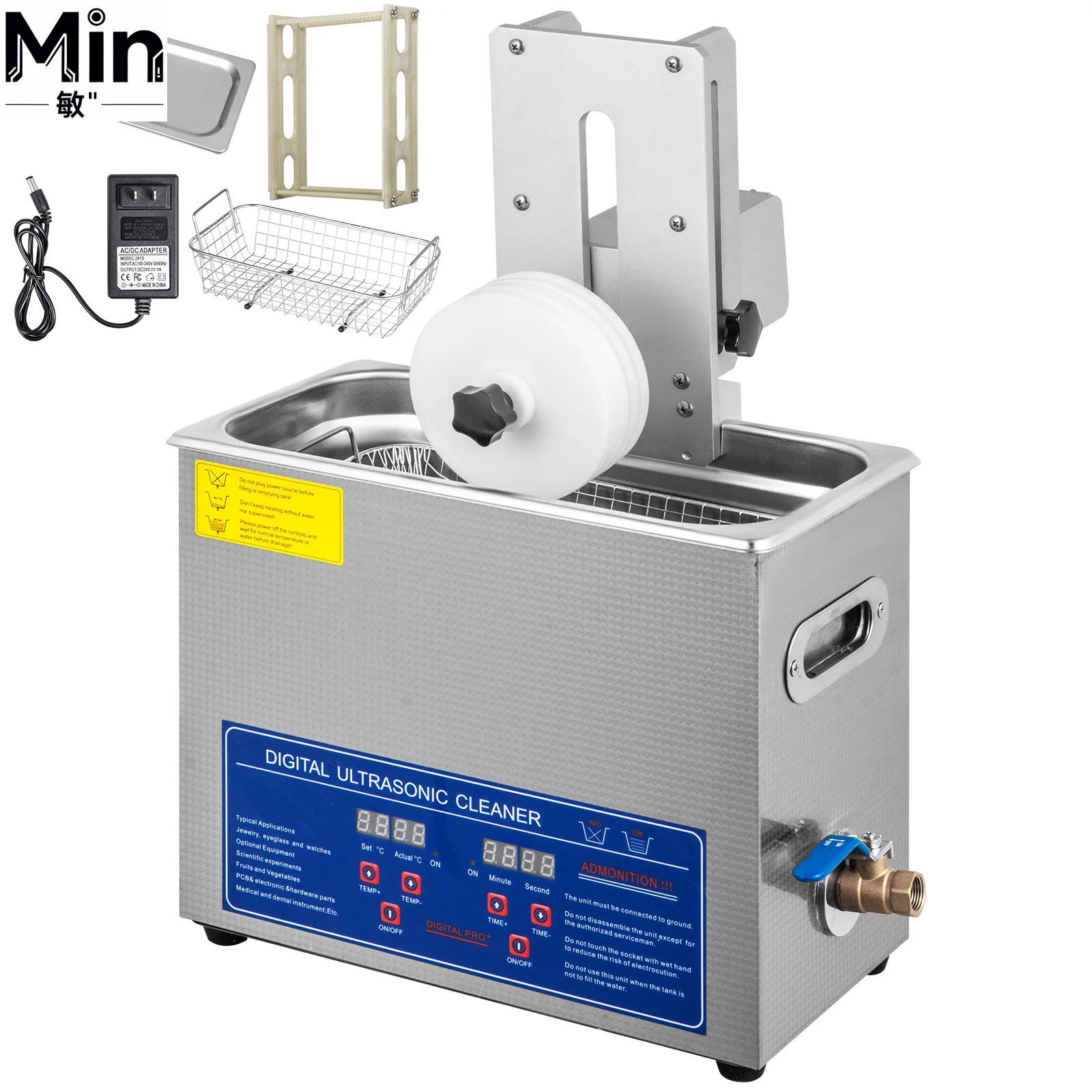 180W 6L Knob Control Vinyl Record Ultrasonic Cleaner With Bracket Set Professional LP Cleaning Machine for Jewelry Watch Glasses