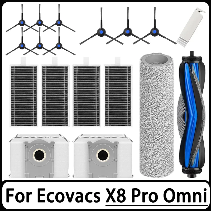 For Ecovacs X8 Pro Omni/DEX 56 Robot Vacuum Cleaner Accessories, including Main Brush, Mop, HEPA Filter, and Dust Bag Accessorie