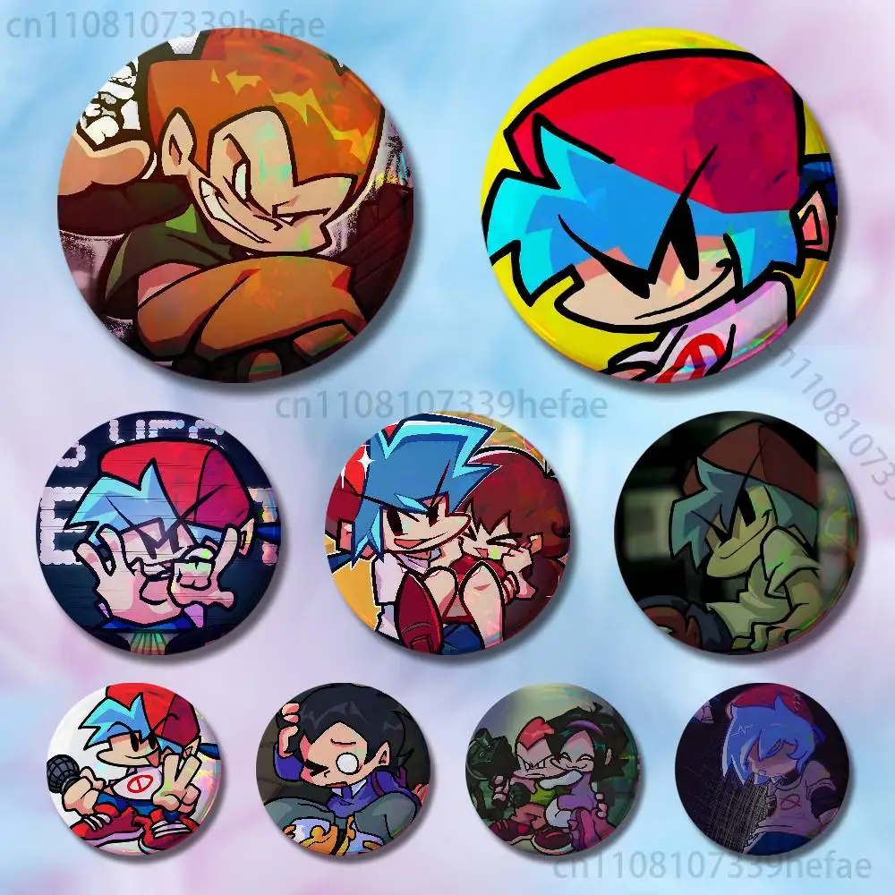 

Friday Night F-Funkin Game Insignia Badge Case For Decoration 44mm 32mm 58mm Round Tinplate Pin Brooch Gift