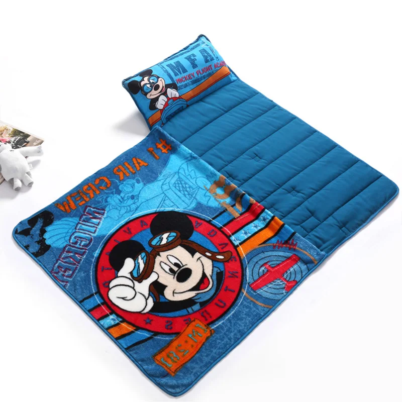 Disney Mickey Minnie Mouse Frozen Princess Toddler Baby Nap Mat Pillow All-in-one Travel Boys Girls Sleeping Blanket Gift