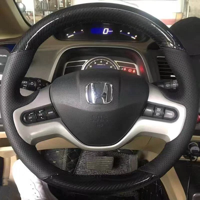 

Customized Car Steering Wheel Braid Cover for Honda Civic 8 8th Generation 2006 2007 2008 Leather on Interior Car Wheel Steering