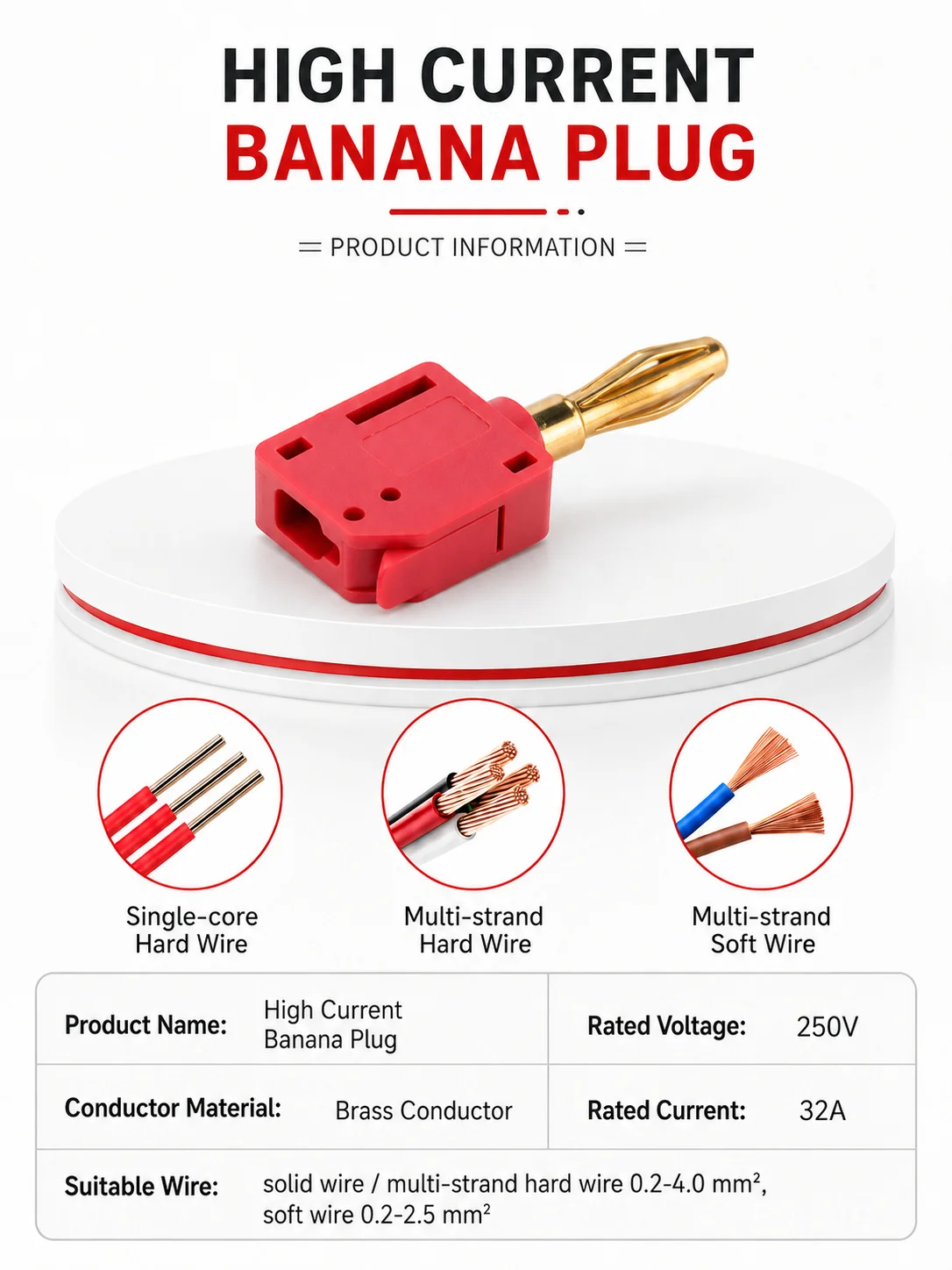 1-6 Stück 4mm Bananenstecker 32A Hochstrom Lötfreier Schnellverbinder Vergoldet Vernickelt Lautsprecherkabel-Steckverbinder Verstärker