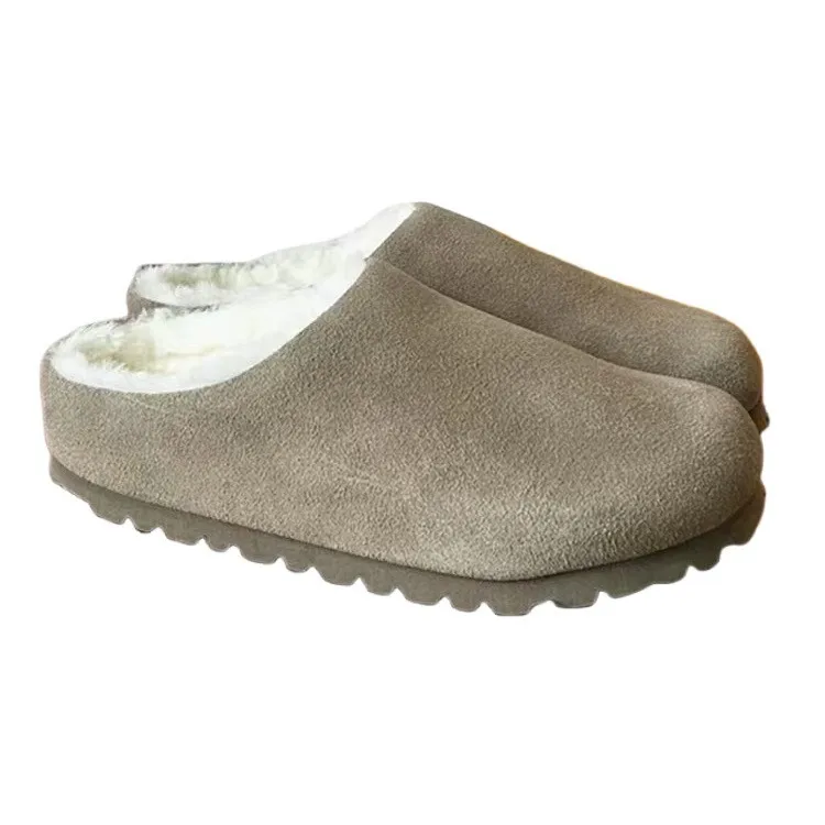 2025 موضة جديدة جلد البقر الصوف حذاء كاجوال للنساء لارتدائها في الشتاء للتدفئة ودواسة الرجعية كسول الرياح نعال من القطن #5