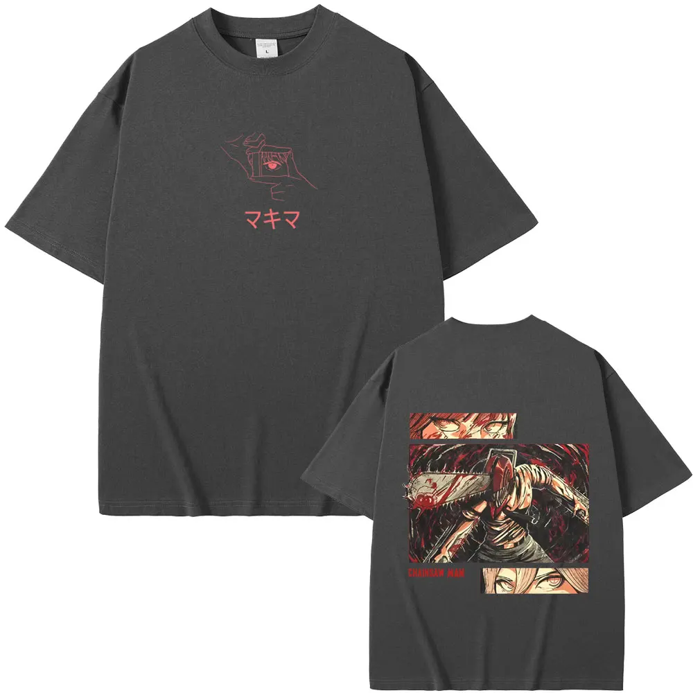 Anime Chainsaw Man Denji Pochita Graphic T-shirt Men Manga Casual Oversized Short-sleeved T Shirts Men's Cotton Retro T-shirts
