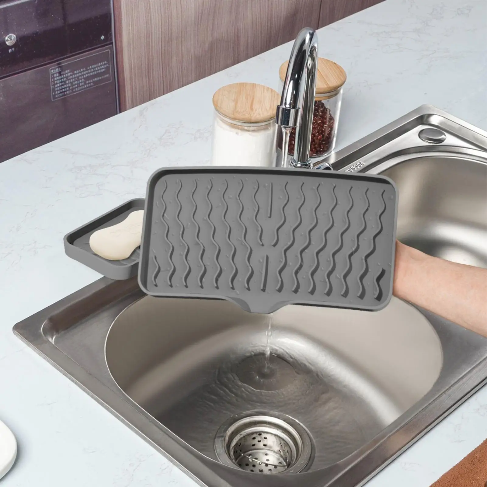 Self Draining Soap Dish Sponge Tray Soap Holder Soap Saver Tray Kitchn Sink Soap Dish Sponge Drain Pad Countertop Soap Dispenser