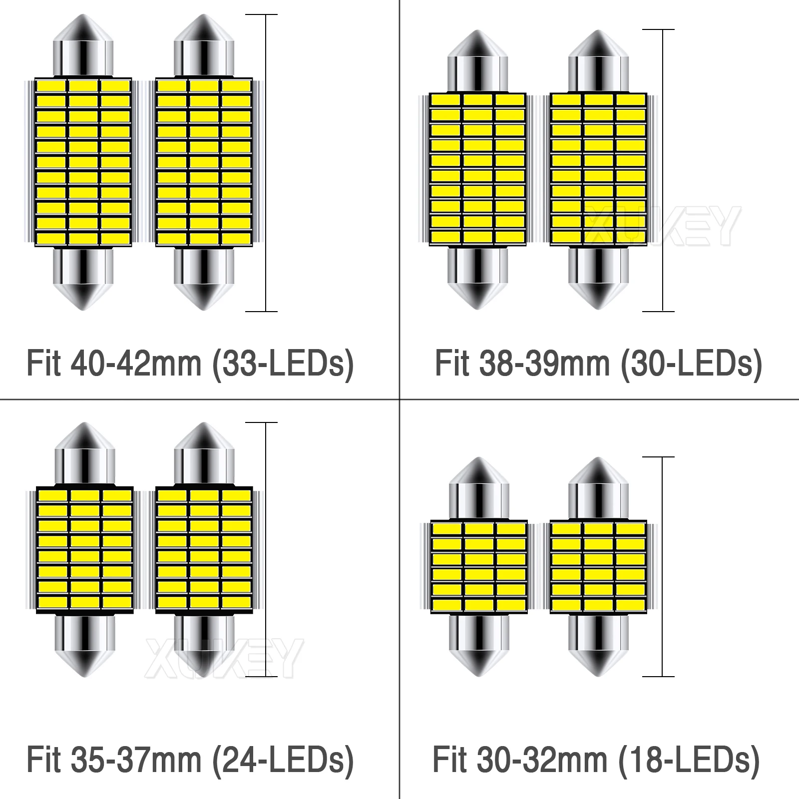 4pcs Festoon 31mm 36mm 39mm 41mm Shuttle LED Bulbs C5W C10W LED Canbus Error Free Auto Interior Doom Lamp Car Map Reading Lights