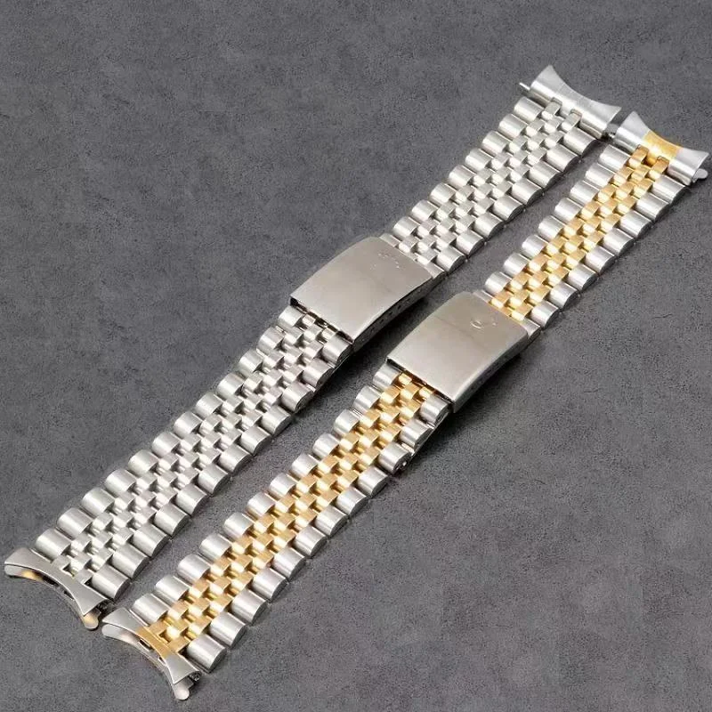 13mm 17mm 20mm srebrny dwukolorowy pasek do zegarka ze stali nierdzewnej w starym stylu jubileusz dla daty tylko nawodnik