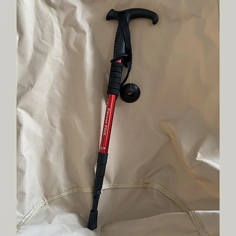 2-pack T-shaped aluminum alloy folding trekking poles with shock absorption, anti-slip grips, and adjustable height