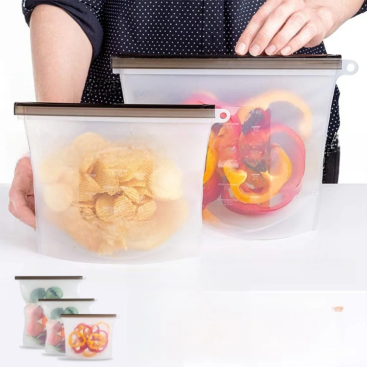 キッチン用シリコン製食品保存袋、果物、母乳、冷蔵庫保存、密封鮮度保持保存袋