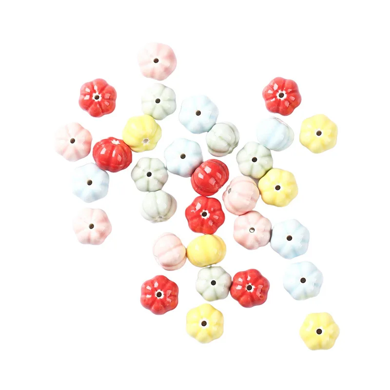 BoYuTe (50 Pieces/Lot) 13*10mm Pumpkin Ceramic Beads DIY Jewelry Making Loose Beads Bracelets Necklaces Weaving Materials
