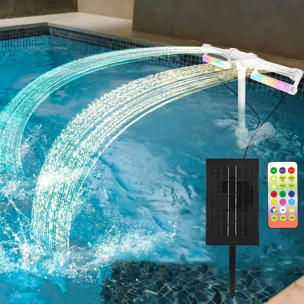 Duals Spray LED Pool Fountain Light Cooler Water Swimming Pools Waterfall Sprinkler Fountain Adjustable Waterfall Cooling Relaxa