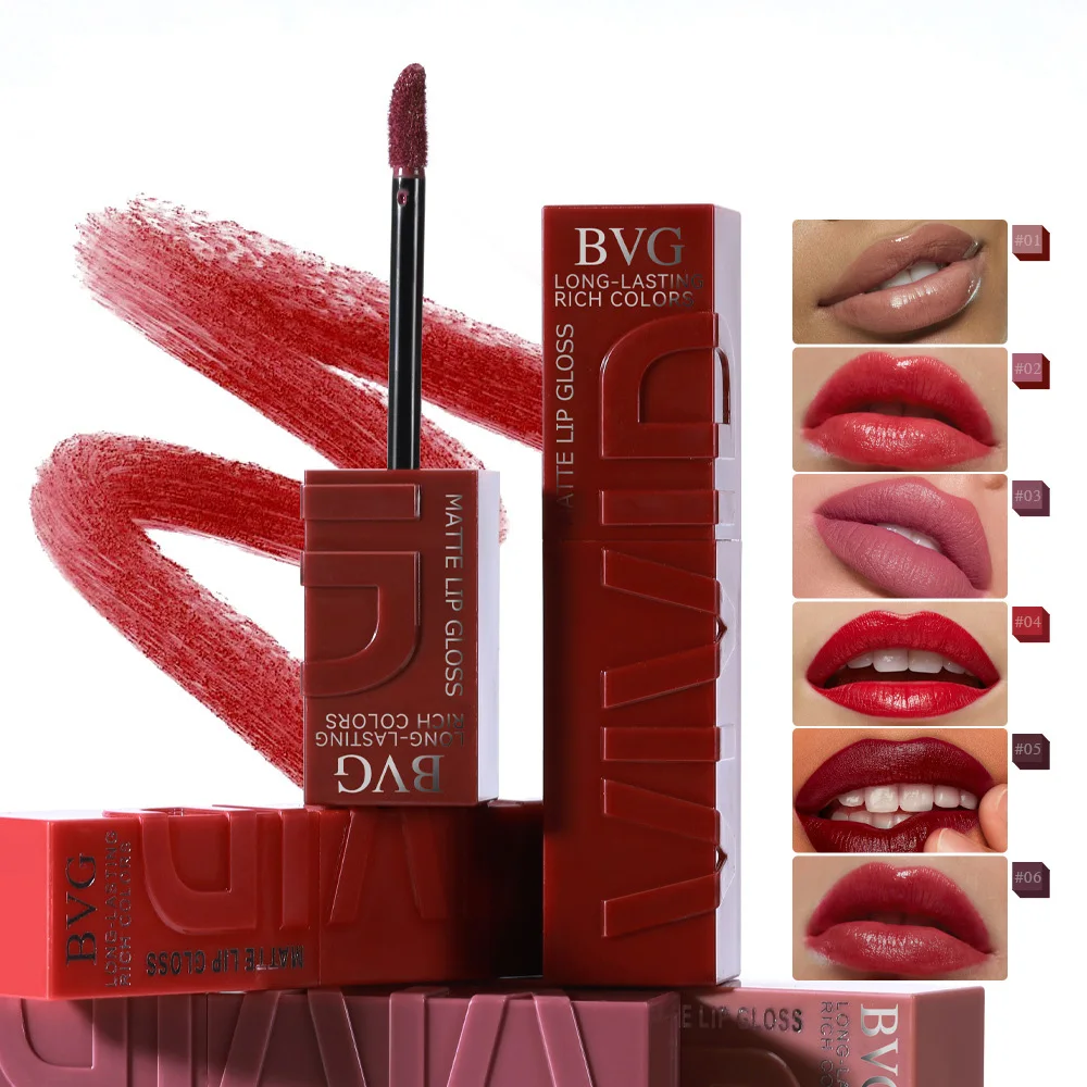 Velvet matte texture offers rich color payoff, fits lips closely and creates comfortable long-wearing lip makeup.