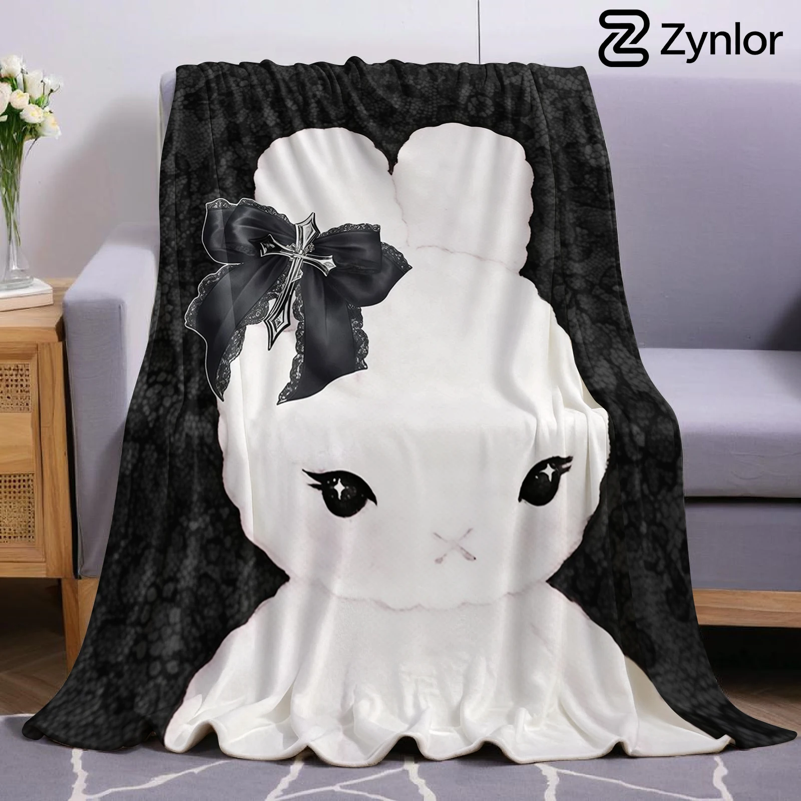Gothic Bunny Lightweight Microfiber Flannel Blanket Soft Warm Cozy Throw All Season for Bed Sofa Office Travel Gift