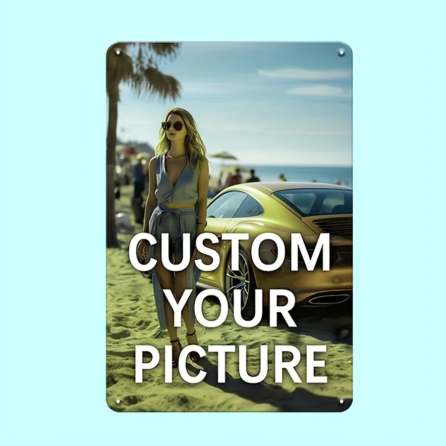 Panneau métallique personnalisé de 8 x 12 pouces – Unique, imprimé UV avec photo et texte, parfait pour la décoration de la maison, du bar, du café et du garage, idéal pour Noël.