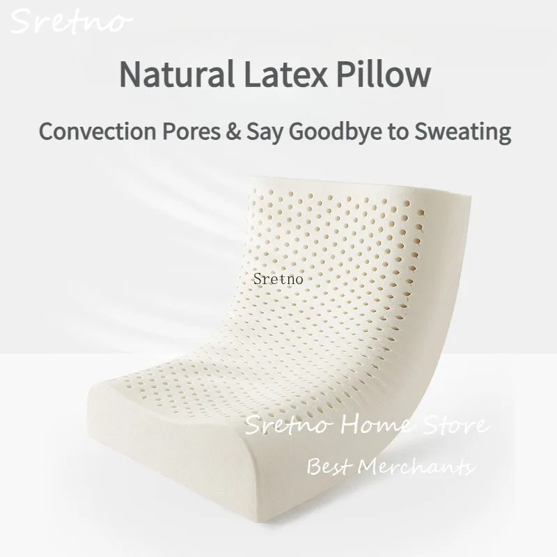 

SRETNO Thai Natural Latex Pillows Ergonomic Pillow Neck Guard Latex Wave Pillow Adult 60x40x10cm Massage Pillows for Sleeping