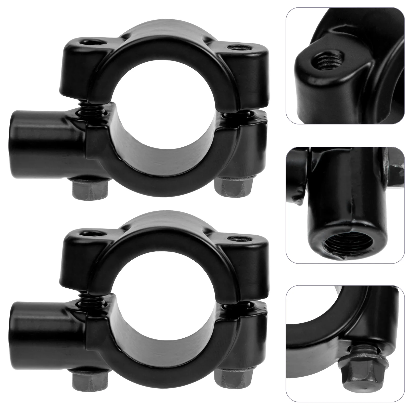 

2 Pcs Motor Bike Mirror Bracket Holder Motorcycle Clips Desk Lamp Brackets Black Mount Holders Fitness