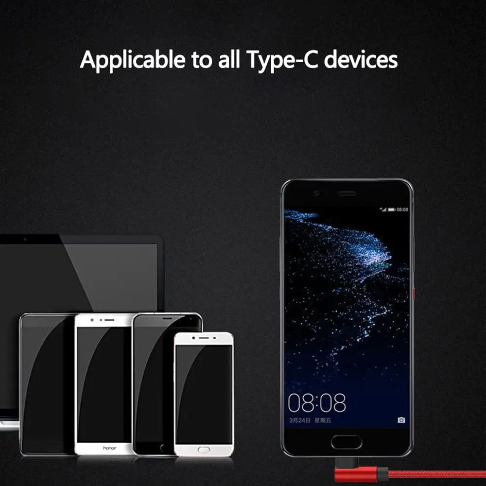 66 واط USB نوع C كابل 90 درجة 6A شحن سريع 4.0 ل شاومي سامسونج هواوي شحن سريع USB C الكابلات زاوية الألعاب كابل