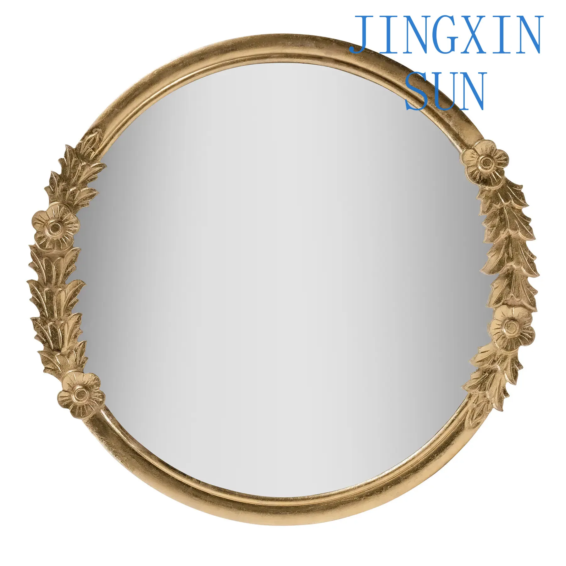 American carved round makeup mirror retro European wall-mounted dresser